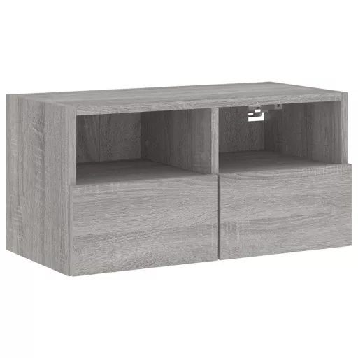 Szürke sonoma színű szerelt fa fali TV-szekrény 60 x 30 x 30 cm