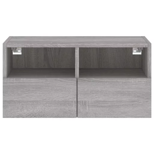 Szürke sonoma színű szerelt fa fali TV-szekrény 60 x 30 x 30 cm