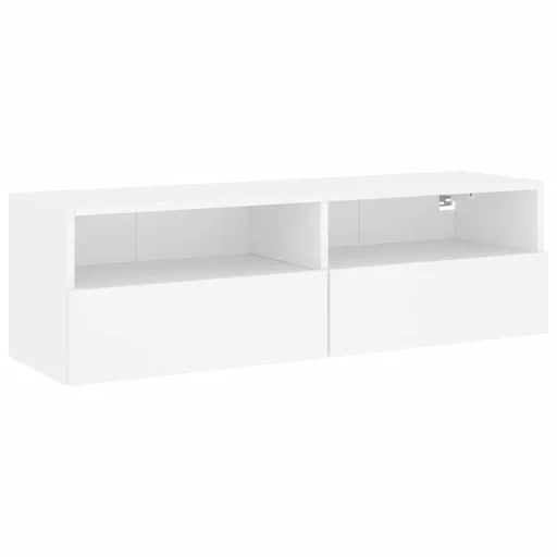 Fehér szerelt fa fali TV-szekrény 100 x 30 x 30 cm