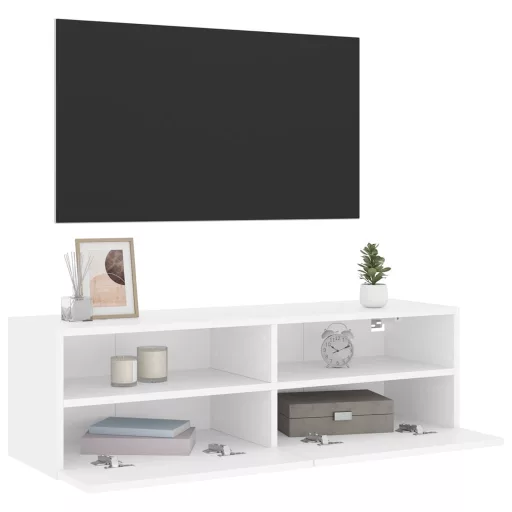 Fehér szerelt fa fali TV-szekrény 100 x 30 x 30 cm