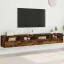 2 db füstös tölgy színű szerelt fa TV-szekrény 100 x 30 x 30 cm