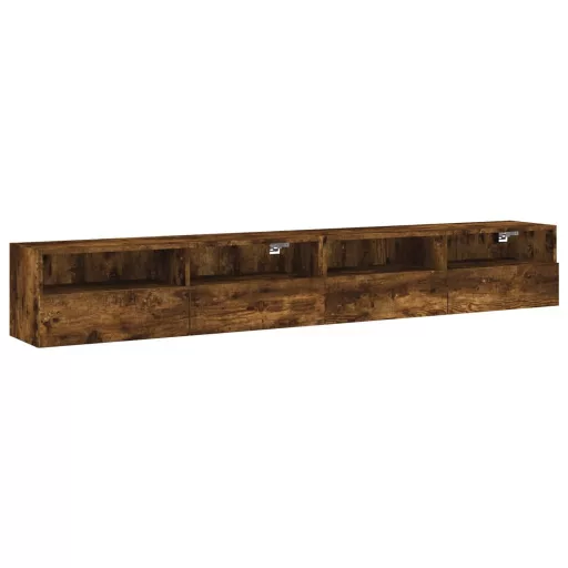 2 db füstös tölgy színű szerelt fa TV-szekrény 100 x 30 x 30 cm