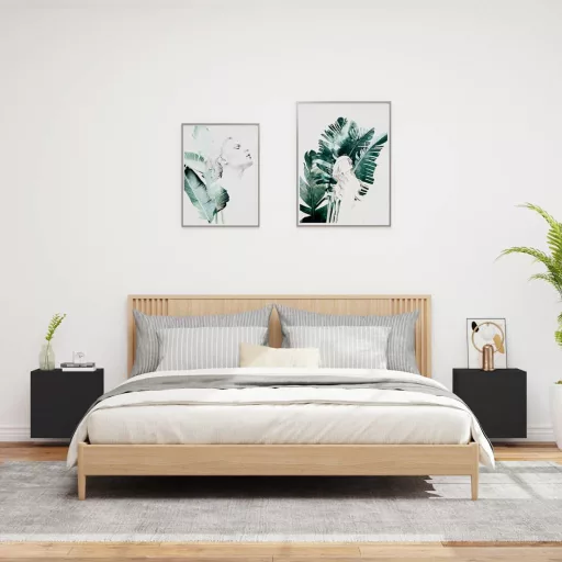 2 db fekete szerelt fa fali TV-szekrény 40,5 x 30 x 40 cm