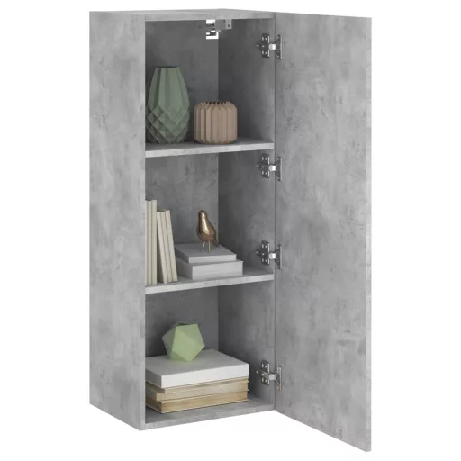 Betonszürke szerelt fa fali TV-szekrény 40,5 x 30 x 102 cm