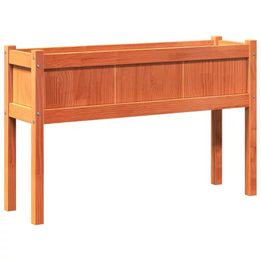 Viaszbarna tömör fenyőfa kerti virágláda 110 x 31 x 70 cm
