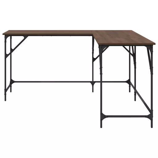 Barna tölgyszínű szerelt fa íróasztal 149x149x75 cm