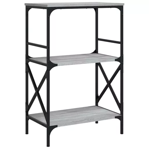 3 szintes szürke sonoma szerelt fa könyvespolc 56x35x90,5 cm