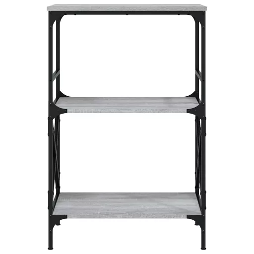 3 szintes szürke sonoma szerelt fa könyvespolc 56x35x90,5 cm