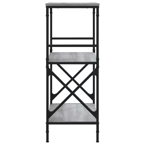 3 szintes szürke sonoma szerelt fa könyvespolc 56x35x90,5 cm