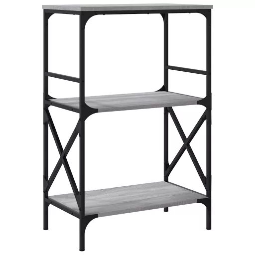 3 szintes szürke sonoma szerelt fa könyvespolc 56x35x90,5 cm