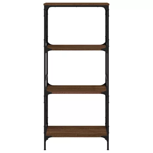 4 szintes barna tölgy színű szerelt fa könyvespolc 59x35x132 cm