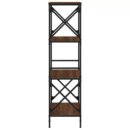4 szintes barna tölgy színű szerelt fa könyvespolc 59x35x132 cm