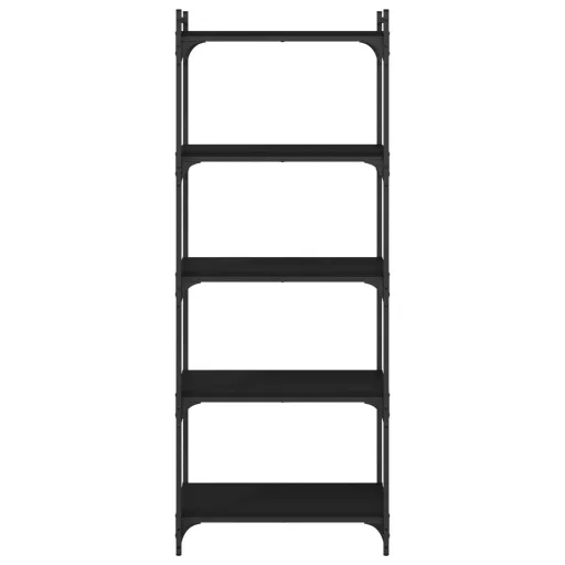 5 szintes fekete szerelt fa könyvespolc 60 x 30 x 154 cm