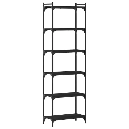 6 szintes fekete szerelt fa könyvespolc 60 x 30 x 188 cm