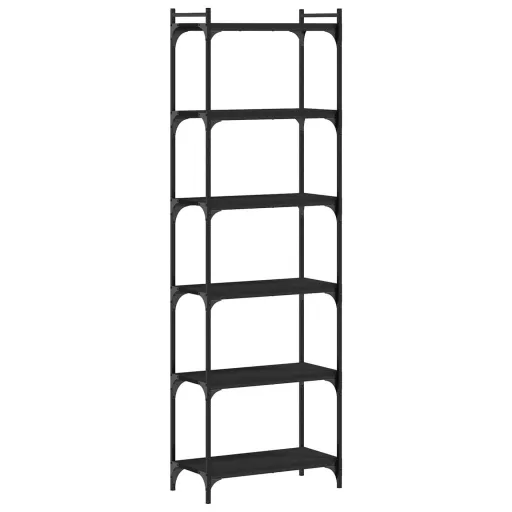 6 szintes fekete szerelt fa könyvespolc 60 x 30 x 188 cm