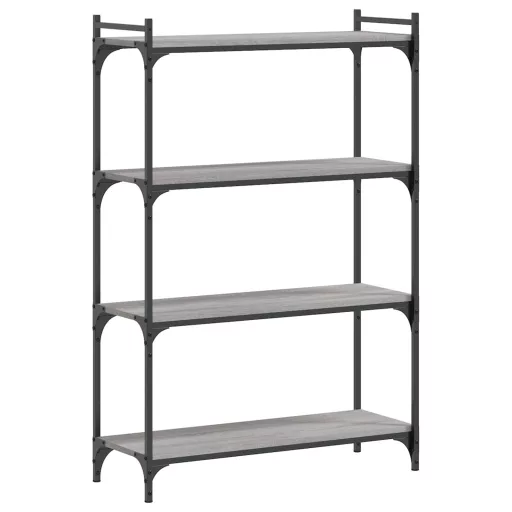 4 szintes szürke sonoma szerelt fa könyvespolc 80 x 30 x 120 cm