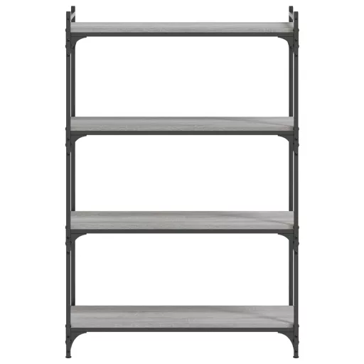 4 szintes szürke sonoma szerelt fa könyvespolc 80 x 30 x 120 cm