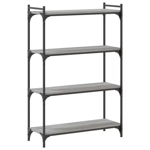 4 szintes szürke sonoma szerelt fa könyvespolc 80 x 30 x 120 cm