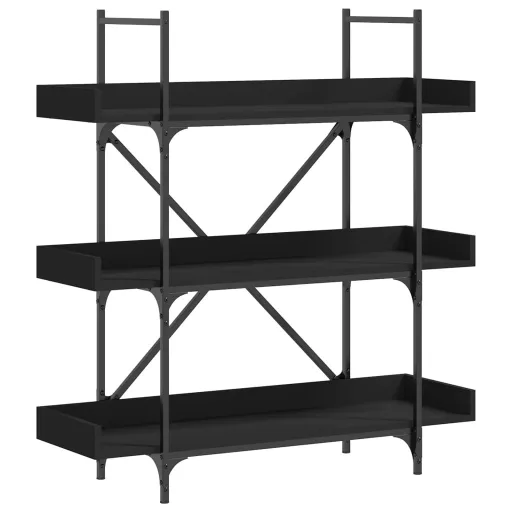 3-szintes fekete szerelt fa könyvespolc 100 x 33 x 108,5 cm