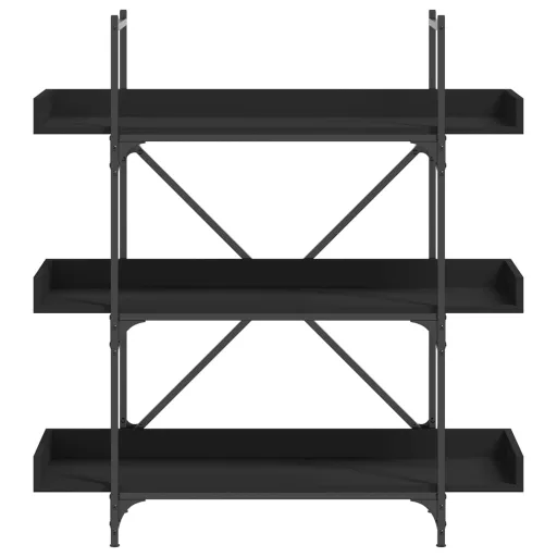 3-szintes fekete szerelt fa könyvespolc 100 x 33 x 108,5 cm