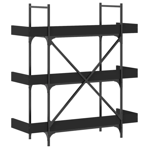3-szintes fekete szerelt fa könyvespolc 100 x 33 x 108,5 cm