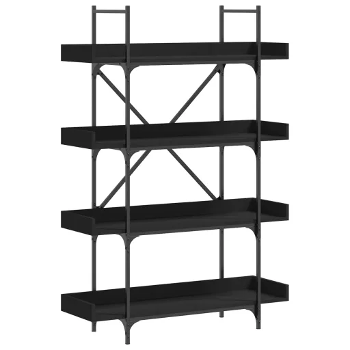 4-szintes fekete szerelt fa könyvespolc 100 x 33 x 145,5 cm