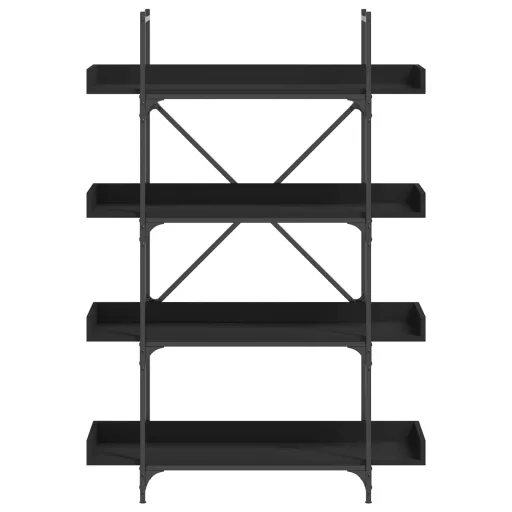 4-szintes fekete szerelt fa könyvespolc 100 x 33 x 145,5 cm