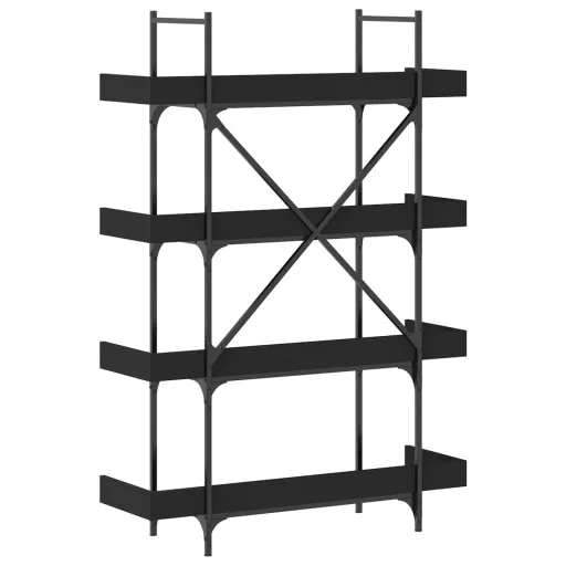 4-szintes fekete szerelt fa könyvespolc 100 x 33 x 145,5 cm