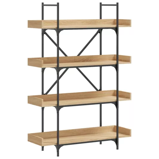4-szintes sonoma tölgy szerelt fa könyvespolc 100x33x145,5 cm