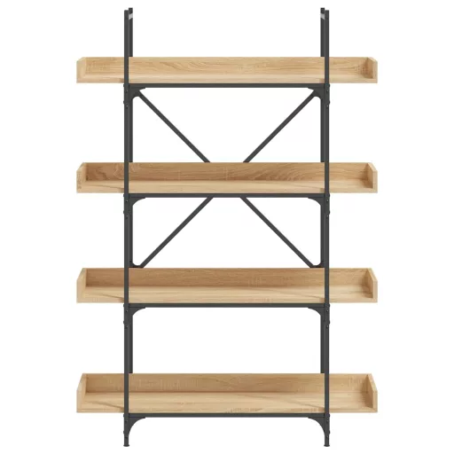 4-szintes sonoma tölgy szerelt fa könyvespolc 100x33x145,5 cm
