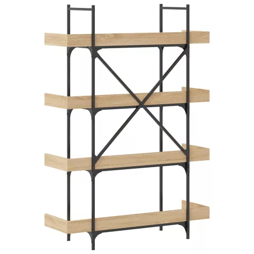 4-szintes sonoma tölgy szerelt fa könyvespolc 100x33x145,5 cm