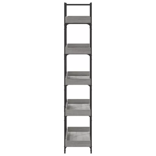 5-szintes szürke sonoma szerelt fa könyvespolc 100x33x180,5 cm