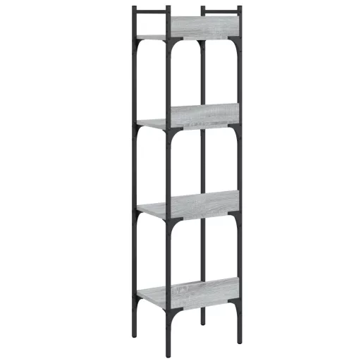 4 szintes szürke sonoma szerelt fa könyvespolc 35x30x138,5 cm