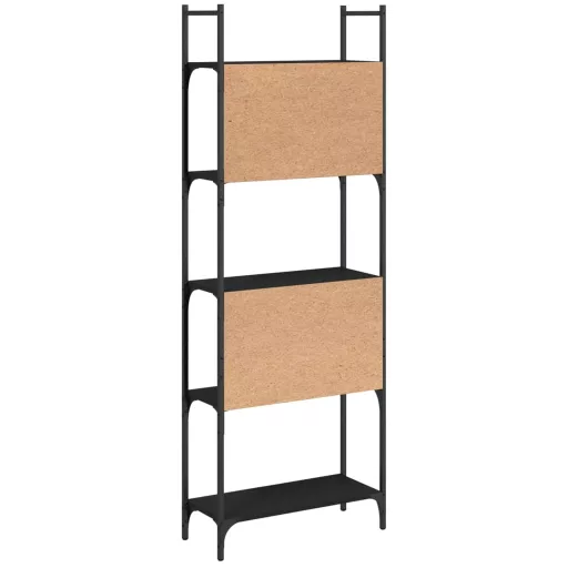 5 szintes fekete szerelt fa könyvespolc 60,5x24x166,5 cm