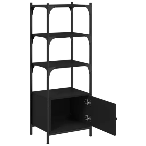 3 szintes fekete szerelt fa könyvespolc 41 x 30 x 109,5 cm