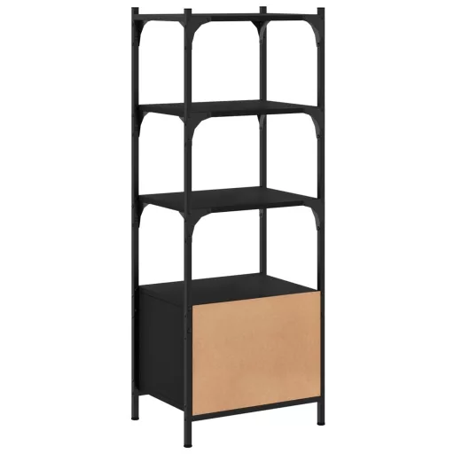 3 szintes fekete szerelt fa könyvespolc 41 x 30 x 109,5 cm