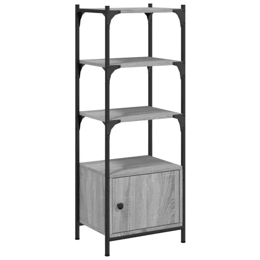 3 szintes szürke sonoma szerelt fa könyvespolc 41x30x109,5 cm