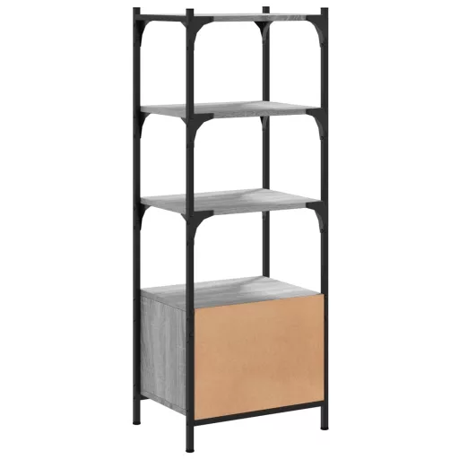 3 szintes szürke sonoma szerelt fa könyvespolc 41x30x109,5 cm