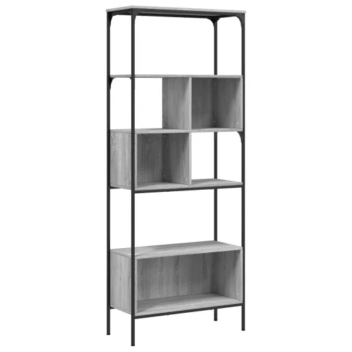 5 szintes szürke sonoma szerelt fa könyvespolc 76x33x188,5 cm