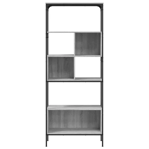 5 szintes szürke sonoma szerelt fa könyvespolc 76x33x188,5 cm