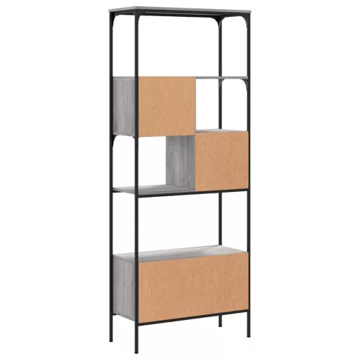 5 szintes szürke sonoma szerelt fa könyvespolc 76x33x188,5 cm