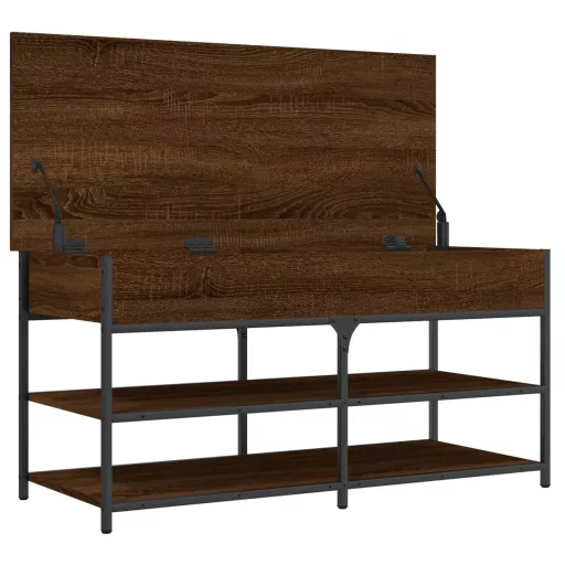 Barna tölgy színű szerelt fa cipőtároló pad 100 x 42,5 x 50 cm