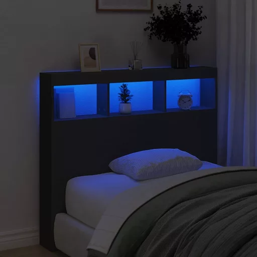 Fekete áthidalószekrény LED-világítással 120 x 17 x 102 cm