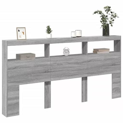 Szürke sonoma színű áthidalószekrény LED-ekkel 200 x 17 x 102cm