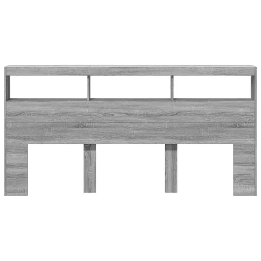Szürke sonoma színű áthidalószekrény LED-ekkel 200 x 17 x 102cm