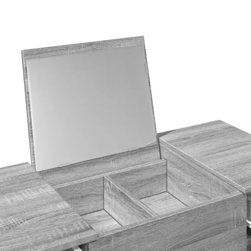 Szürke sonoma színű fésülködőasztal tükörrel 100x45x76 cm