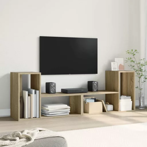 2 db sonoma tölgy színű szerelt fa TV-szekrény 75 x 30 x 50 cm