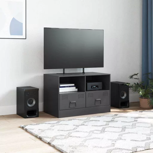 Fekete acél TV-szekrény 67 x 39 x 44 cm