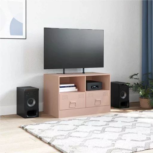 Rózsaszín acél TV-szekrény 67 x 39 x 44 cm