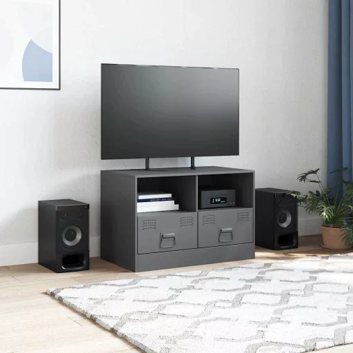 Antracitszürke acél TV-szekrény 67 x 39 x 44 cm